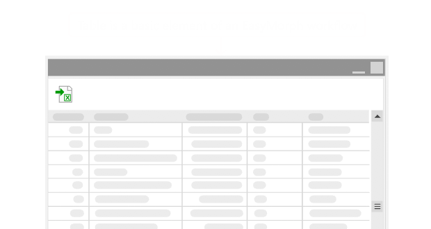 Anatomy of a table in a workflow